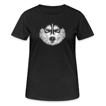 Husky - Frauen T-Shirt atmungsaktiv - Schwarz - Vorne - AI Model Female 172 light (172cm)