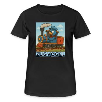 Zugvogel by Rico Beck - Frauen T-Shirt atmungsaktiv - Schwarz - Vorne - AI Model Female 172 light (172cm)