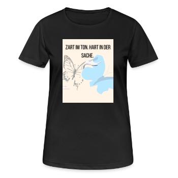 Sanfte Empathie mit Schmetterling und Storch - Frauen T-Shirt atmungsaktiv - Schwarz - Vorne - AI Model Female 172 light (172cm)