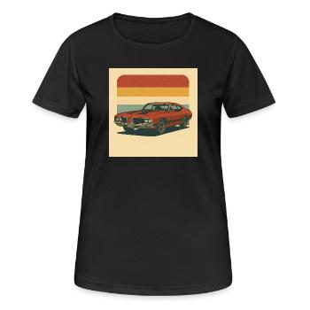 Retro Muscle Car Sonnengruß Design - Frauen T-Shirt atmungsaktiv - Schwarz - Vorne - AI Model Female 172 light (172cm)