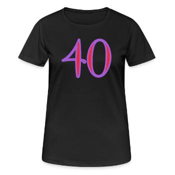 40. 40 ANS. 40e ANNIVERSAIRE. ANNIVERSAIRE 40 ANS. - T-shirt respirant Femme - noir - Devant - AI Model Female 172 light (172cm)
