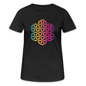 Yoga Flower of Life Flower of Life Mandala colorful - Women's Breathable T-Shirt - black - Front - AI Model Female 172 light (172cm)