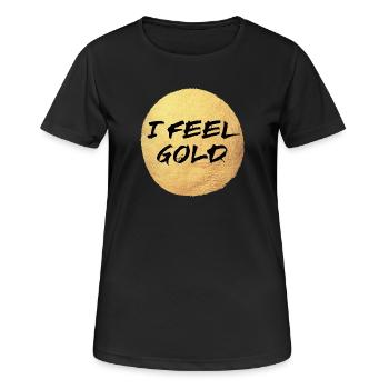 Gold Yoga Circle Sun Feeling Exclusive Meditation - Women's Breathable T-Shirt - black - Front - AI Model Female 172 light (172cm)