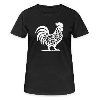 Floral Folk Coq Design - T-shirt respirant Femme - noir - Devant - AI Model Female 172 light (172cm)