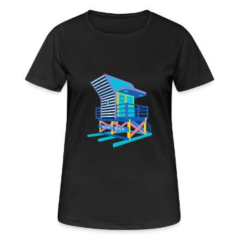 Strandstand in Alicante - Frauen T-Shirt atmungsaktiv - Schwarz - Vorne - AI Model Female 172 light (172cm)