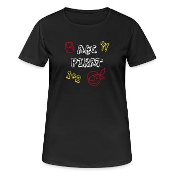 ABC Pirate School Enrollation School Comic Kids Celebration - T-shirt respirant Femme - noir - Devant - AI Model Female 172 light (172cm)