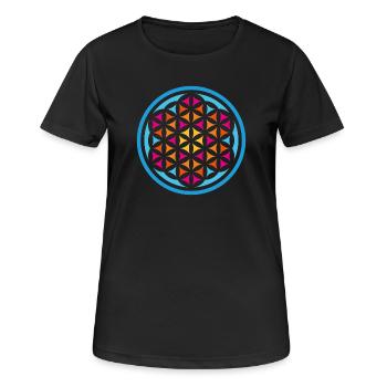Lebensblume Mandala Yoga Indien Meditation Spirit - Frauen T-Shirt atmungsaktiv - Schwarz - Vorne - AI Model Female 172 light (172cm)