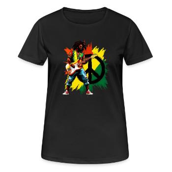 Reggae-Musik und Frieden - Frauen T-Shirt atmungsaktiv - Schwarz - Vorne - AI Model Female 172 light (172cm)