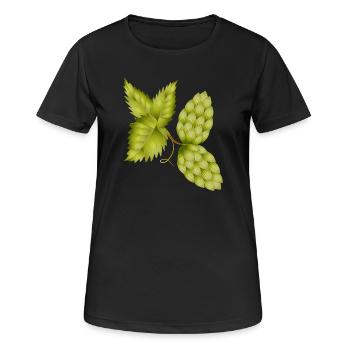 Houblon et feuille de houblon – motif de bière naturelle - T-shirt respirant Femme - noir - Devant - AI Model Female 172 light (172cm)