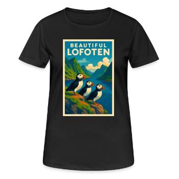 Lofoten  - Frauen T-Shirt atmungsaktiv - Schwarz - Vorne - AI Model Female 172 light (172cm)