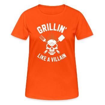 Grilling Skull Inferno T-Shirt Design - Women's Breathable T-Shirt - neon orange - Front - AI Model Female 172 dark (172cm)