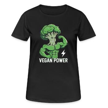 Puissance végétalienne - T-shirt respirant Femme - noir - Devant - AI Model Female 172 light (172cm)
