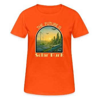 Solar_Punk2 - Women's Breathable T-Shirt - neon orange - Front - AI Model Female 172 dark (172cm)