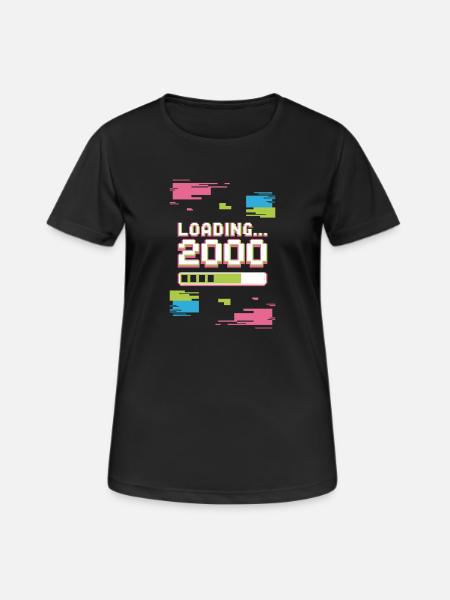 Retro Loading 2000 Pixel - Frauen T-Shirt atmungsaktiv - Schwarz