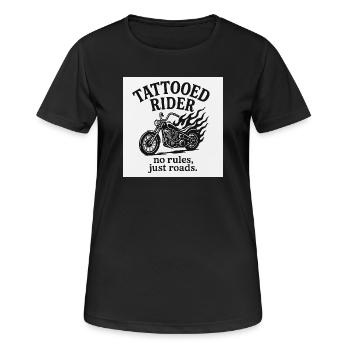 Conception de moto de pilote tatoué - T-shirt respirant Femme - noir - Devant - AI Model Female 172 light (172cm)