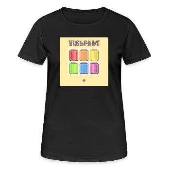 VIELFALT INKLUSION PRIDE KOFFER - Frauen T-Shirt atmungsaktiv - Schwarz - Vorne - AI Model Female 172 light (172cm)