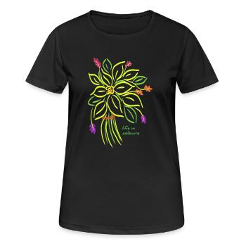 Lebendige florale Illustration - Frauen T-Shirt atmungsaktiv - Schwarz - Vorne - AI Model Female 172 light (172cm)