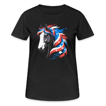 Patriotisches Pferd mit Sternenmähne - Frauen T-Shirt atmungsaktiv - Schwarz - Vorne - AI Model Female 172 light (172cm)