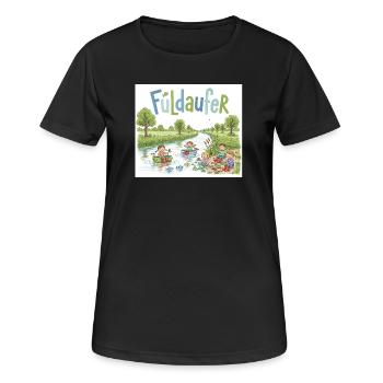 Fuldaufer : l’aventure fluviale ! - T-shirt respirant Femme - noir - Devant - AI Model Female 172 light (172cm)