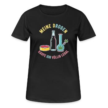 Meine Drogen – Völlig Legal ! - Frauen T-Shirt atmungsaktiv - Schwarz - Vorne - AI Model Female 172 light (172cm)