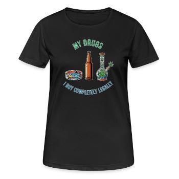 Meine Drogen – Völlig Legal ! - Frauen T-Shirt atmungsaktiv - Schwarz - Vorne - AI Model Female 172 light (172cm)