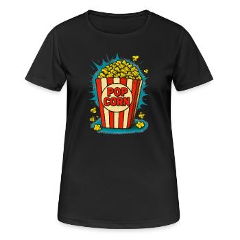 Popcorn - Frauen T-Shirt atmungsaktiv - Schwarz - Vorne - AI Model Female 172 light (172cm)