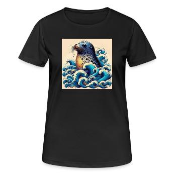 Siegel - Frauen T-Shirt atmungsaktiv - Schwarz - Vorne - AI Model Female 172 light (172cm)