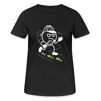 Ribbo en détective à la recherche d’indices - T-shirt respirant Femme - noir - Devant - AI Model Female 172 light (172cm)