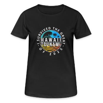 Hawaii-Tsunami-Überlebensabzeichen - Frauen T-Shirt atmungsaktiv - Schwarz - Vorne - AI Model Female 172 light (172cm)