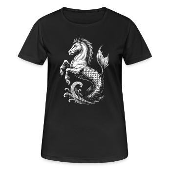 Mythischer Hippocampus, Seehengst Illustration - Frauen T-Shirt atmungsaktiv - Schwarz - Vorne - AI Model Female 172 light (172cm)