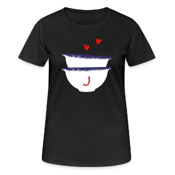 Lettre J bols breton - T-shirt respirant Femme - noir - Devant - AI Model Female 172 light (172cm)