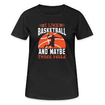 J’aime le basket-ball et peut-être trois personnes - T-shirt respirant Femme - noir - Devant - AI Model Female 172 light (172cm)