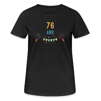 76th Birthday Colorful Confetti - Women's Breathable T-Shirt - black - Front - AI Model Female 172 light (172cm)