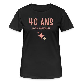 Design Anniversaire 40 Ans Étoiles Rosées - T-shirt respirant Femme - noir - Devant - AI Model Female 172 light (172cm)