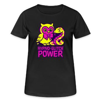 Hypno Glitch Hibou et serpent - T-shirt respirant Femme - noir - Devant - AI Model Female 172 light (172cm)