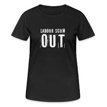 Labour Scum Out Protest Design - Frauen T-Shirt atmungsaktiv - Schwarz - Vorne - AI Model Female 172 light (172cm)