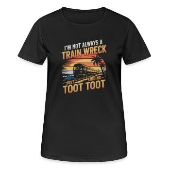 Train Wreck Humor Sunset - Women's Breathable T-Shirt - black - Front - AI Model Female 172 light (172cm)