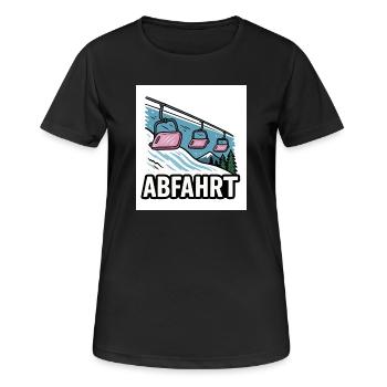Skilift und Bergmotiv mit Abenteuer-Charme - Frauen T-Shirt atmungsaktiv - Schwarz - Vorne - AI Model Female 172 light (172cm)