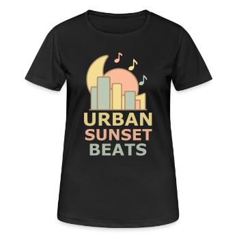 Sweat à capuche Lo-Fi Sunset – Urban Beats Streetwear - T-shirt respirant Femme - noir - Devant - AI Model Female 172 light (172cm)