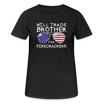 Frère d'échange pour les feux d'artifice pour les enfants le 4 juillet - T-shirt respirant Femme - noir - Devant - AI Model Female 172 light (172cm)
