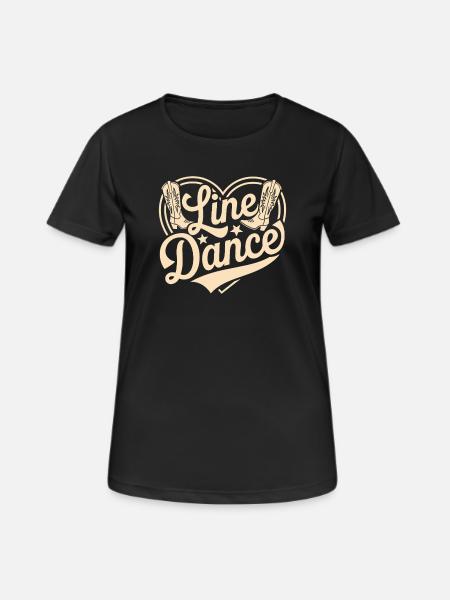 Linedance - Frauen T-Shirt atmungsaktiv - Schwarz