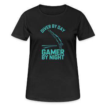 Kunstspringen Turmspringer Sprungbrett - Frauen T-Shirt atmungsaktiv - Schwarz - Vorne - AI Model Female 172 light (172cm)
