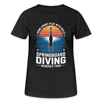 Kunstspringen Turmspringer Sprungbrett - Frauen T-Shirt atmungsaktiv - Schwarz - Vorne - AI Model Female 172 light (172cm)