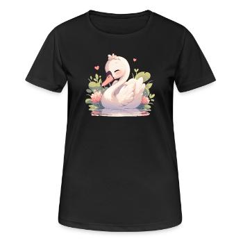 Schwäne Schwan - Frauen T-Shirt atmungsaktiv - Schwarz - Vorne - AI Model Female 172 light (172cm)