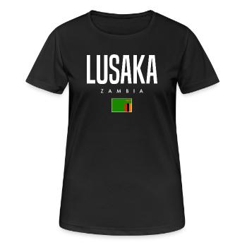 Lusaka, Zambia - Women's Breathable T-Shirt - black - Front - AI Model Female 172 light (172cm)