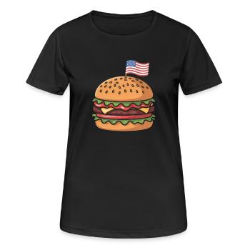  Cheeseburger Patriotic Independence Day 4th of - Frauen T-Shirt atmungsaktiv - Schwarz - Vorne - AI Model Female 172 light (172cm)