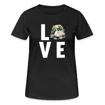 Schwäne Schwan - Frauen T-Shirt atmungsaktiv - Schwarz - Vorne - AI Model Female 172 light (172cm)