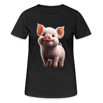 Cochon domestique Truie Cochons Love Piggy - T-shirt respirant Femme - noir - Devant - AI Model Female 172 light (172cm)