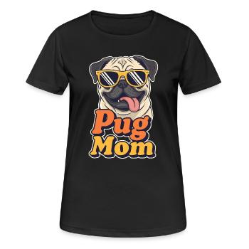 Pug Mom Sunglasses Retro Dog Mom - Women's Breathable T-Shirt - black - Front - AI Model Female 172 light (172cm)