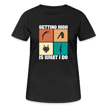 Kunstspringen Turmspringer Sprungbrett - Frauen T-Shirt atmungsaktiv - Schwarz - Vorne - AI Model Female 172 light (172cm)